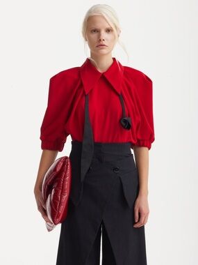 Julia Allert Designer Red Blouse Size Small
